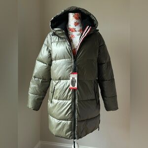 Hunter Women’s Puffer Jacket Parka Mid Length Coat Green Size M #1899945